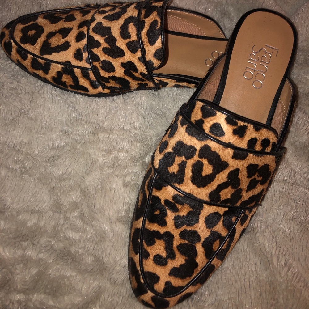 Franco Sarto Leopard Mules